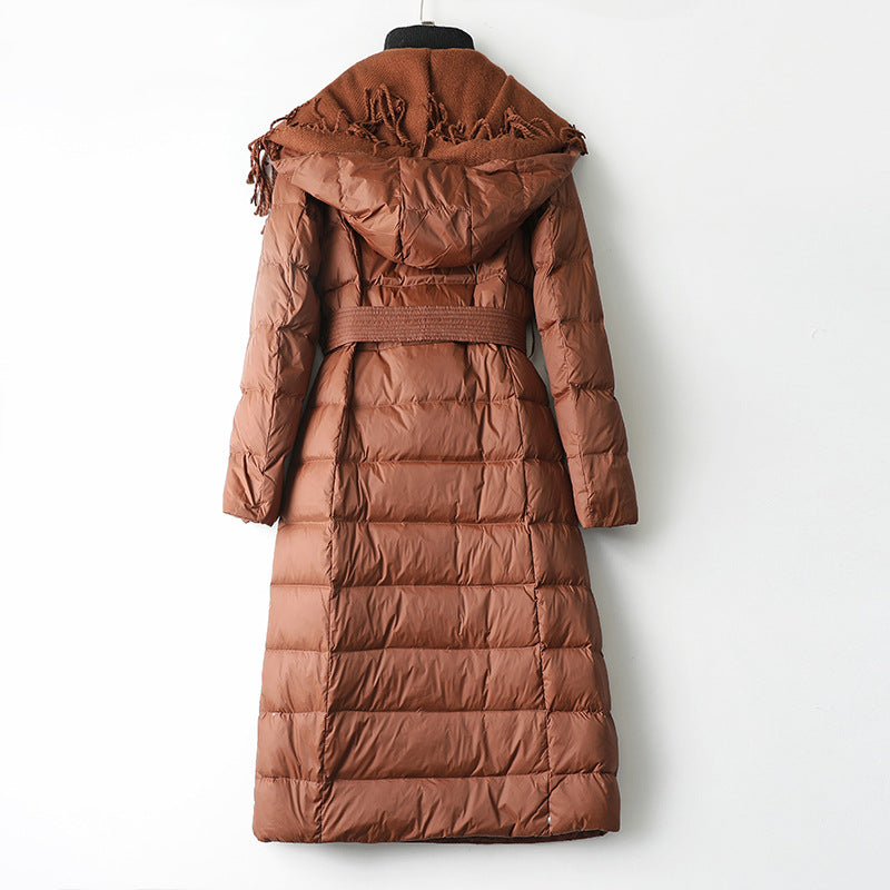 Women Winter Coats Puffer Jacket Down Coat Down Jacket Hooded Lace-Up Down Jacket Female White Duck Down Coat