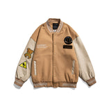 Black Varsity Jacket Fall Color-Blocking Jacket Men's Versatile Baseball Uniform Couple Coat Jacket