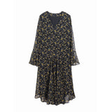 Aesthetic Dress Spring Women'S Vintage Tea Break Fairy Dress Long Sleeve Floral Dress