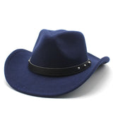 Cowboy Hats Punk Western Cowboy Hat Autumn and Winter Woolen Felt Hat Men and Women Fedora Hat