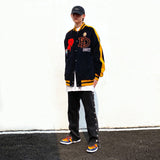 Yellow Varsity Jacket Autumn Winter Retro Corduroy Jacket Men's Loose Embroidered Baseball Uniform Coat