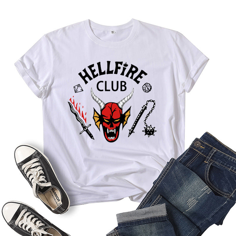 Hellfire Club Shirt Printed Top Short Sleeve Summer