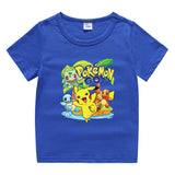 Children Pokemon Pikachu T Shirt Cotton Short Sleeve round Neck T-shirt Sports Casual Cute