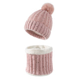 Women Winter Hats Winter Knitted Hat Set Solid Color Women plus Velvet