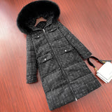 Women Winter Coats Puffer Jacket Down Coat Winter Fashion Mid-Length Fox Fur Collar Down Jacket Coat for Women