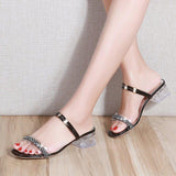 Women Open Toe Sandals Flats Summer Chunky Heel Slippers Fashion Sandals