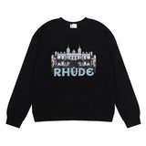 Rhude Hoodie Castle Print Casual round Neck Sweater