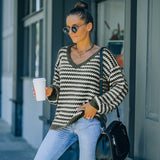 Women Fall Outfits Fall Winter Fashion V-neck Loose Slimming Sweater Pullover
