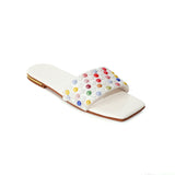 Flat Dress Sandals Flat Square Toe Large Size Hollow Candy-Colored Sandals