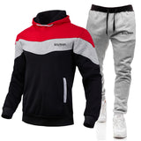 Balmain Hoodie & Sweatpant 2 Piece Set Men's Casual Patchwork Sweatshirt Hoodie Trousers Sports Suit Autumn and Winter