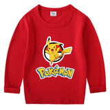 Children Pokemon Pikachu Hoodie Cotton T-shirt Crew Neck