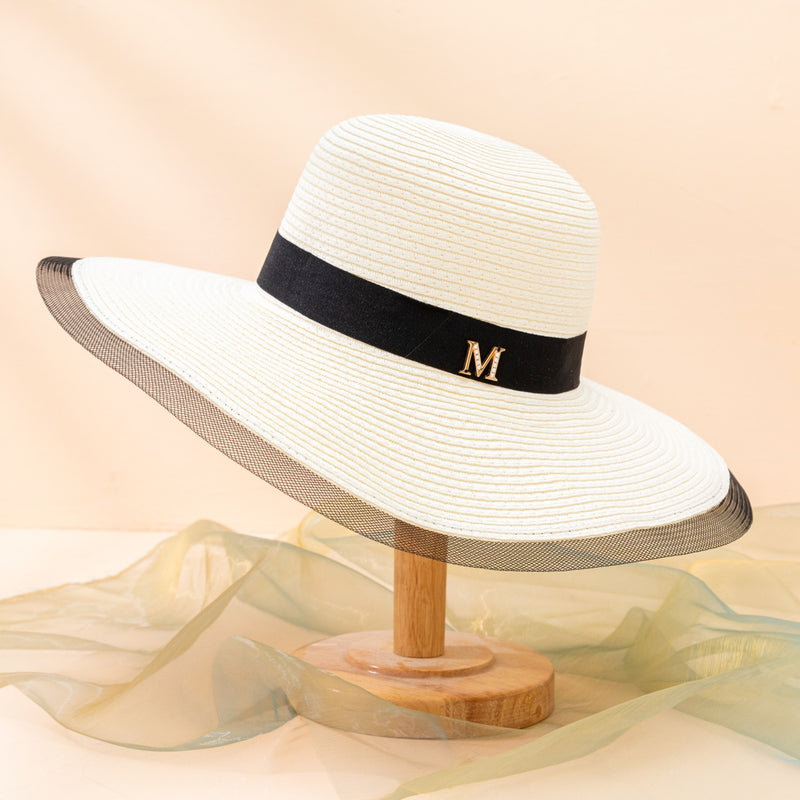 Fedora Golf Hats Summer Satin Big Brim Straw Hat