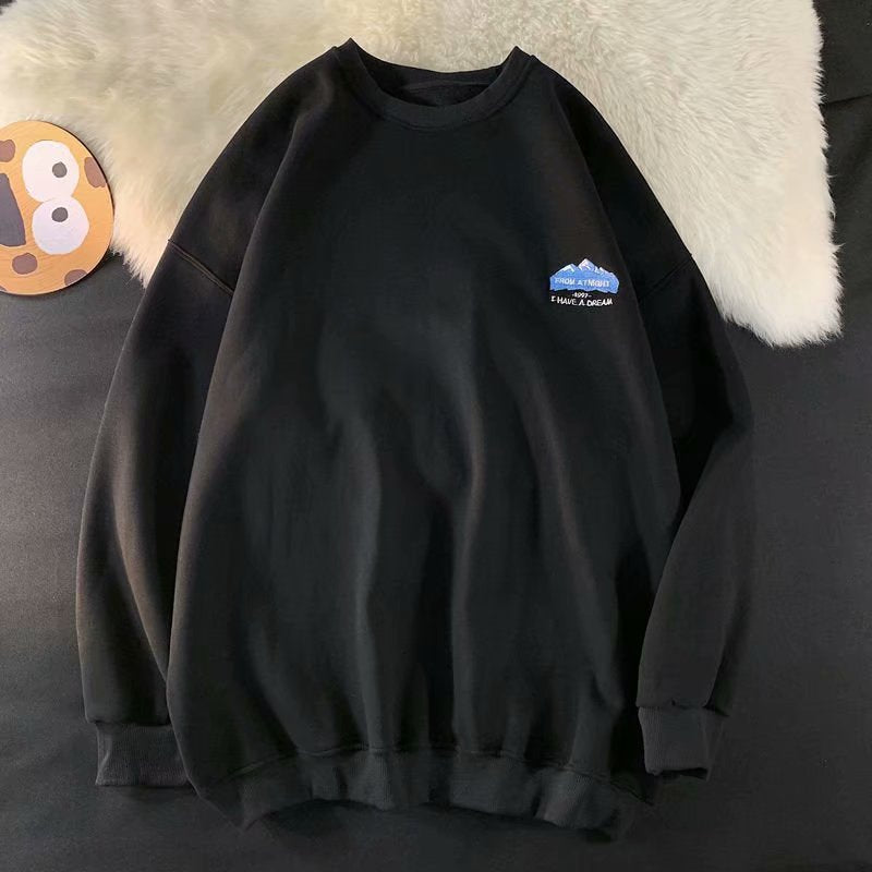 Men Sweatshirts Sweater Men's Loose Long Sleeve Printed round Neck Pullover Coat