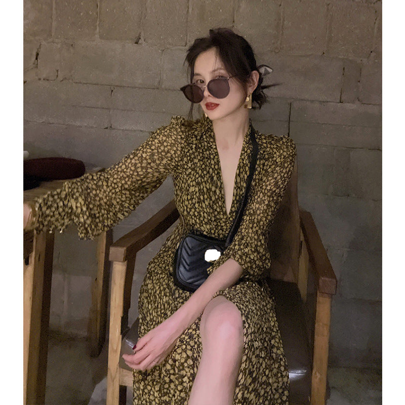 Aesthetic Dress Retro Affordable Luxury Sense Skirt Floral Dress