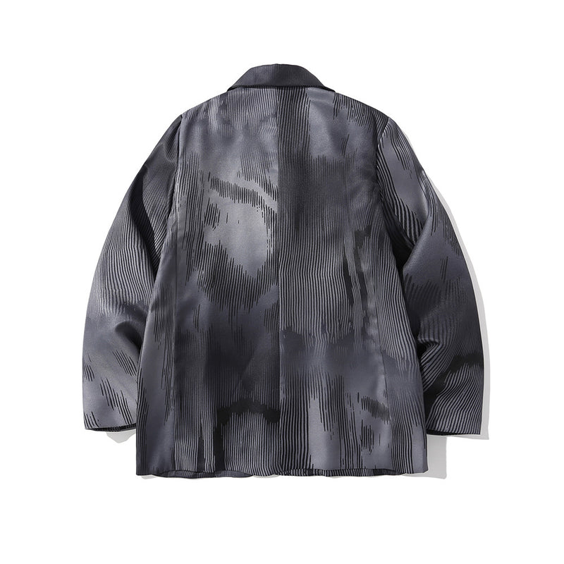 Men's Casual Suit Man Blzer Dark Striped Tie-Dye Blazer Men Loose Lapels Single Breasted Casual Small Suit
