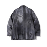 Men's Casual Suit Man Blzer Dark Striped Tie-Dye Blazer Men Loose Lapels Single Breasted Casual Small Suit