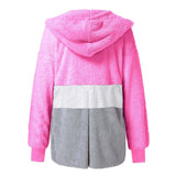 Women Winter Coats Women's Jacket Long-Sleeved Hooded Contrast Color Loose Women's Wear Coat
