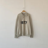 Feel of God Essentials 1977 Knit Polo Casual Loose Knitted Long Sleeves Lapel