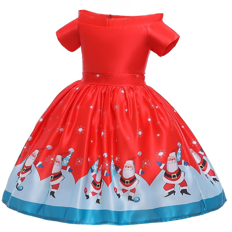 Toddler Girls Sequin Gown Dress Children's Dress Christmas Clothing Print Princess Dress