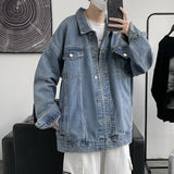 Denim Varsity Jacket Fall Denim Jacket Men's All-Matching Work Clothes Jacket