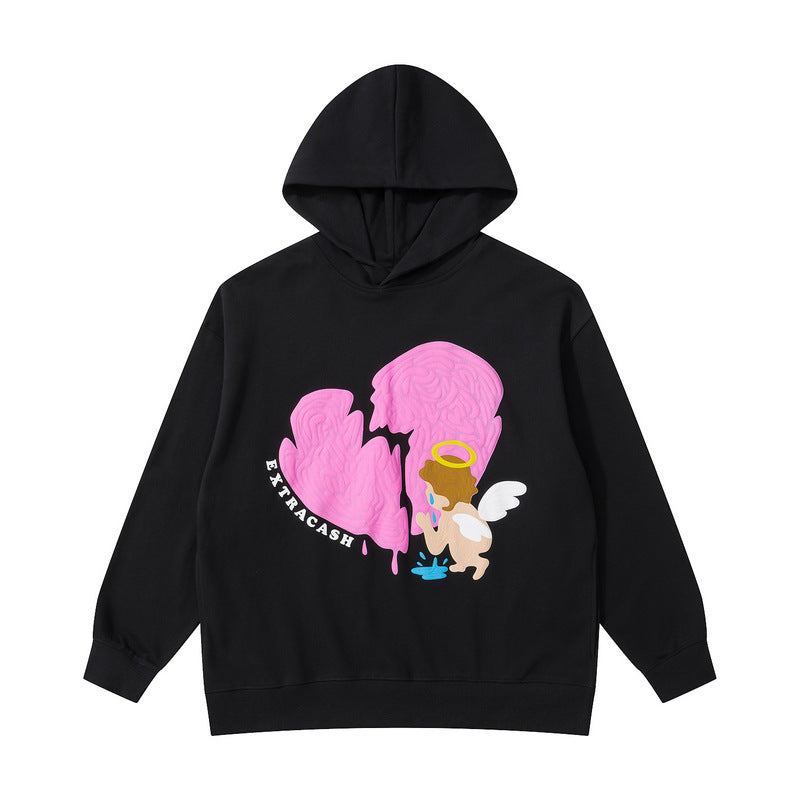 Mens Fall Outfits Autumn Street Love Foam Printed Hoodie Men's and Women's Loose Top