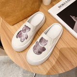 Women Open Toe Sandals Flats Bag Spring/Summer Fashion Casual Platform Lazy Cartoon Canvas Shoes