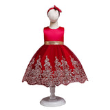 Toddler Girls Sequin Gown Dress Children's Dress Princess Dress Golden Embroidery Children's Costume
