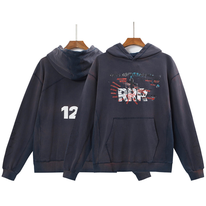 Rrr123 Hoodie Cross Limited Retro Heavy Distressed Hooded Sweater