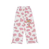 Mens Fall Outfits Flow Vintage Milk Pattern Straight Casual Pants Oldschool Loose Cargo Trousers