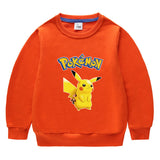 Children Pokemon Pikachu Hoodie Spring and Autumn Solid Color round Neck Sweater