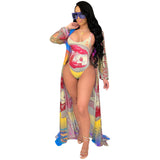 See through Pants Suit Women's Sexy Mesh Swimsuit One-Piece Coat