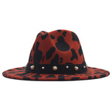 Top Hat Cows Pattern Woolen Hat Female Fedora Fedora Hat Outdoor Travel Hat