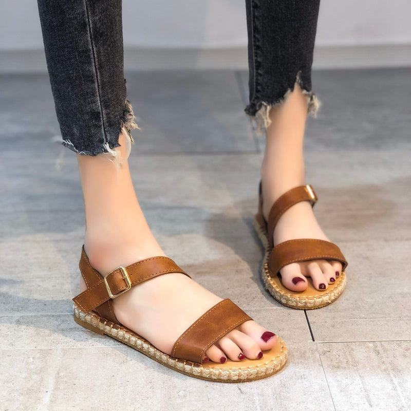 Women Open Toe Sandals Flats Summer One-Strap Open Toe Flat Casual Sandals