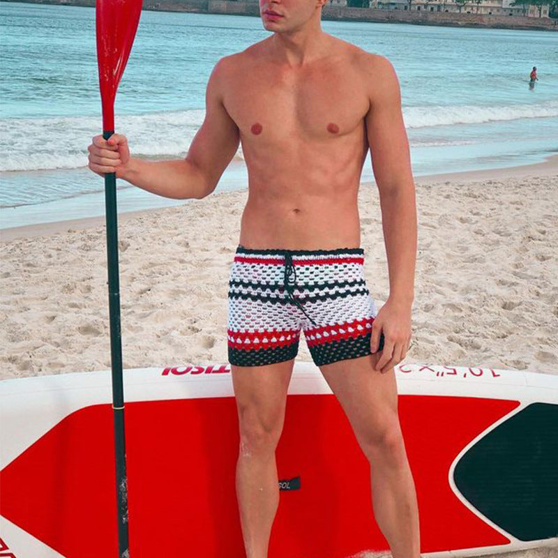 Rave Outfits Men Shorts Loose Casual Shorts Men's Knitted Outdoor Shorts Summer