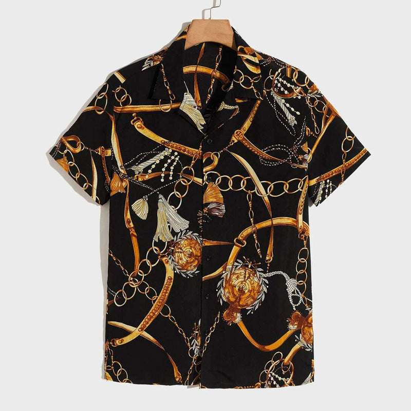 Men Hawaii Shirts Men's Fashion Short Sleeve Shirt