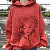 Saint Michael Hoodie Doodle Hand Drawn Worn out Vintage Velvet Padded Hooded Sweatshirt