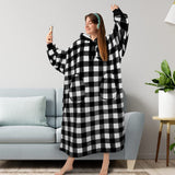 Hoodies Blankets Autumn and Winter Solid Color Plaid Lazy Blanket Hooded Multi-Pocket Casual