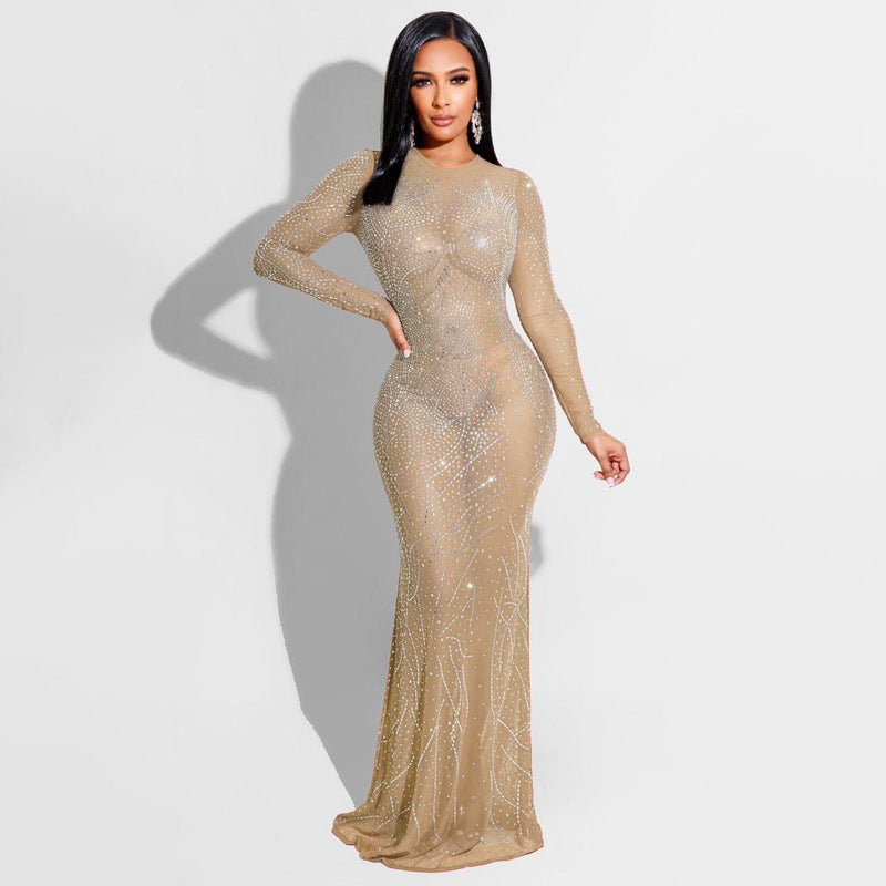 Olivia Wilde See through Dress Mesh Rhinestone Long Evening Dress
