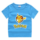 Children Pokemon Pikachu T Shirt Summer Short Sleeve Cotton Leisure Sports