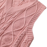 Men Sweater Vest Solid Color Sweater Vest Men's Loose V-neck Sleeveless Sweater BF Idle Style Waistcoat Vest