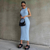 Victoria Beckham Dresses Women's Summer Fashion Casual Knitted Sleeveless round Neck Dress