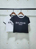 T Shirt Balmain Spring/Summer Flocking Letter Cotton Short T-shirt for Women