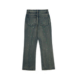 Mens Fall Outfits Jeans Loose Wash Distressed Straight-Leg Pants Street Graffiti Style Trousers I Pants Men