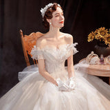 Women'S Evening Dress Ball Gown Princess Quinceanera Wedding Dress Starry Wedding Dress Slimming
