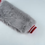 Brown Cropped Varsity Jacket Long Sleeve Baseball Uniform Coat