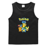 Children Pokemon Pikachu T Shirt Casual Sports Sweat-Absorbent Vest