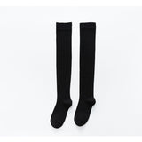 Winter Thick Knit Thigh High Socks Long Stockings Boot Solid Color Calf Socks Long Socks Female Stockings Black Autumn and Winter