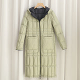 Women Winter Coats Puffer Jacket Down Coat Winter Positive and Negative Double-Sided Wear Thin Hood Warm White Duck Down