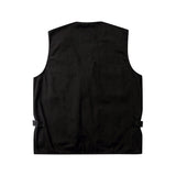 Men Sweater Vest Multi-Pocket Military Frock Vest Men's Tactical Coat Vest Tooling Style Sleeveless Jacket