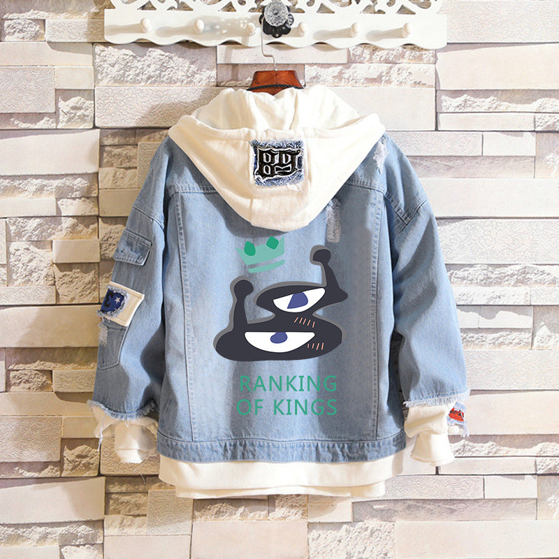 Comic Denim Jacket Hooded Men's and Women's Coats Top